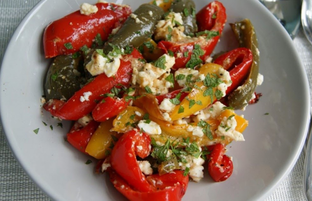 Recept Gegrilde paprikasalade met geitenkaas