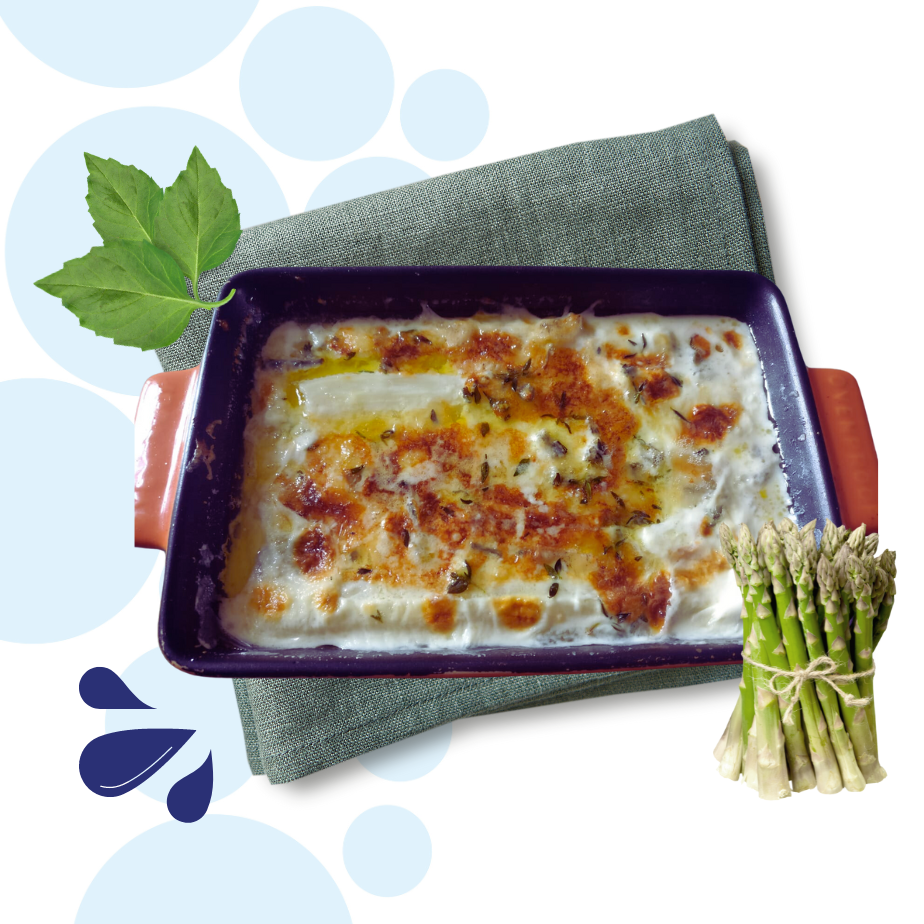 Recept Aspergegratin met blauwe kaas