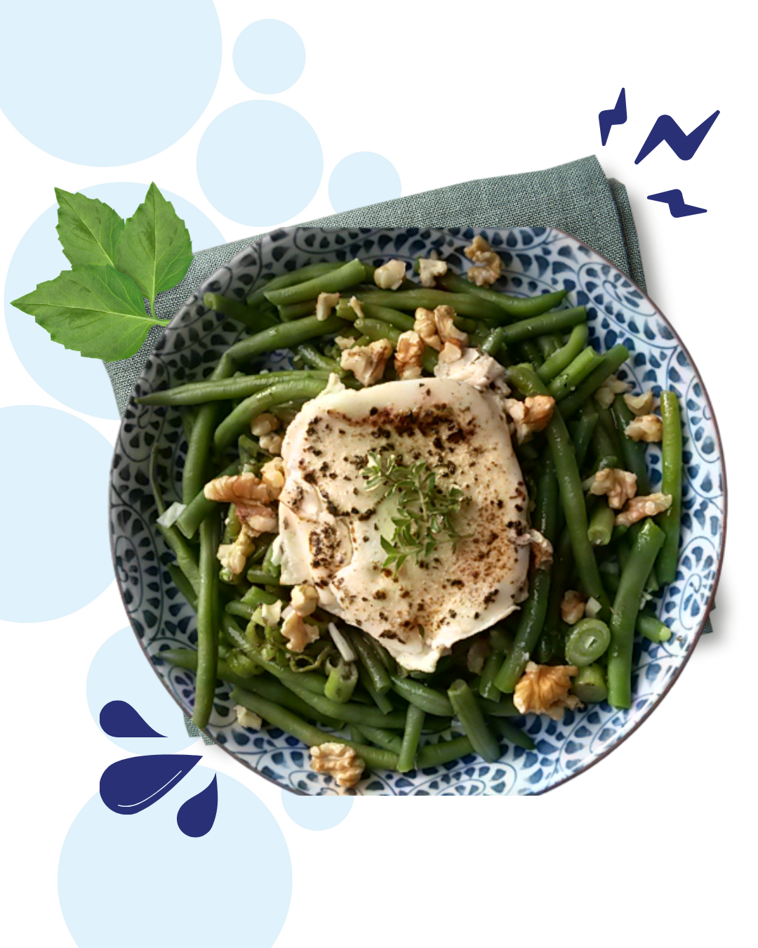 Recept Lauwwarme salade van sperziebonen met geitenkaas